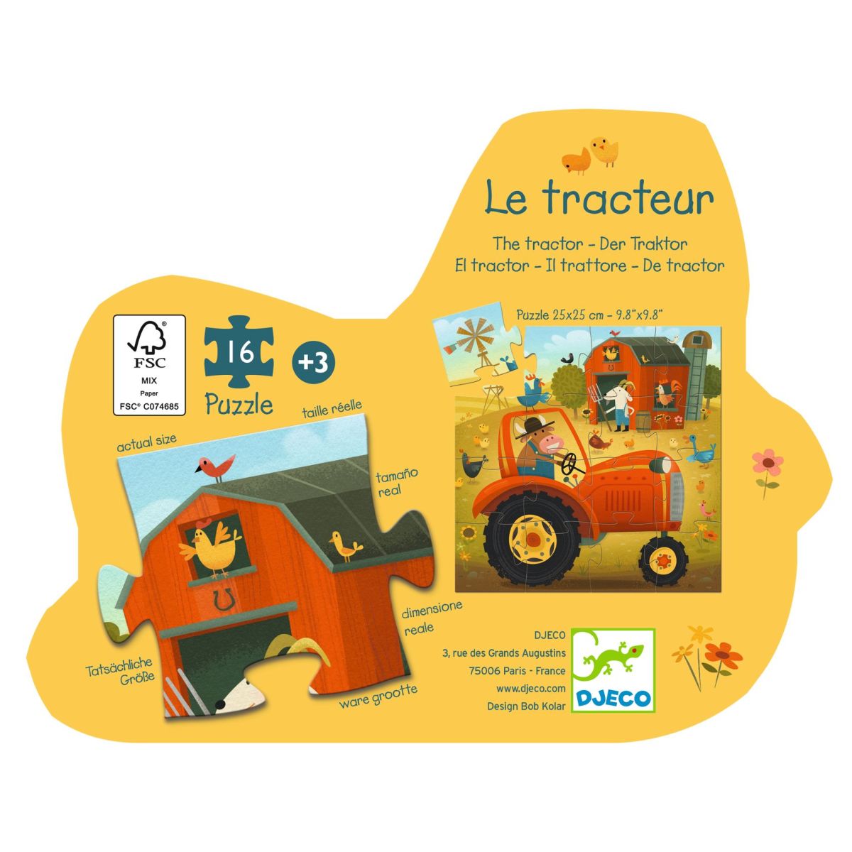 Djeco - Puzzle: Traktor - 16 Teile - DJ07275-B2-RVB_1200