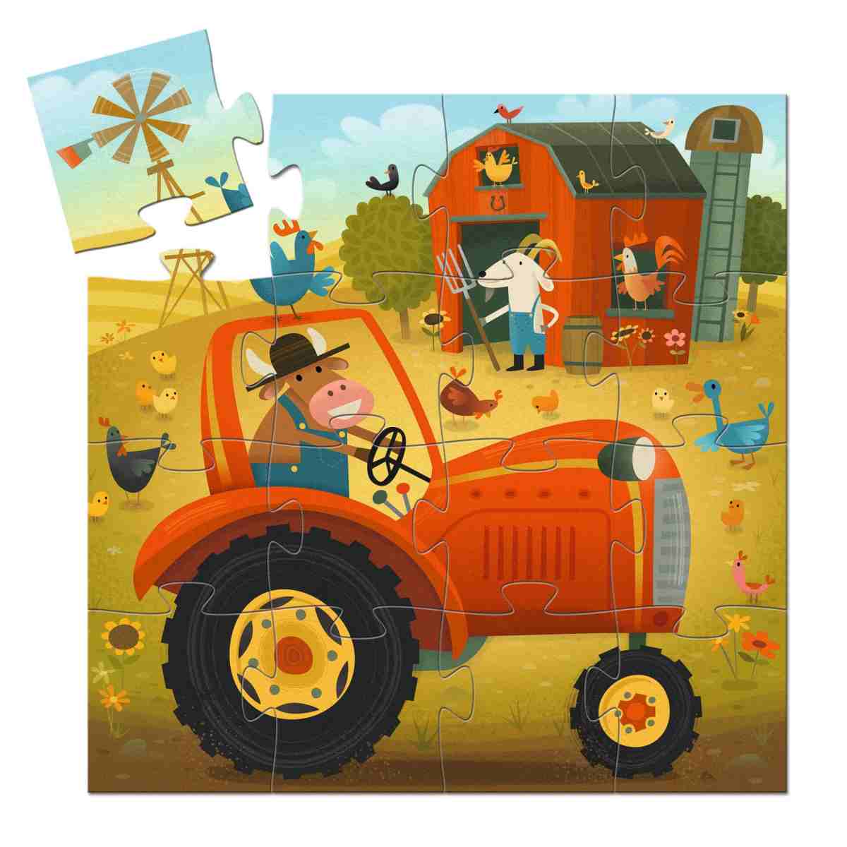 Djeco - Puzzle: Traktor - 16 Teile - DJ07275-C-RVB_1200