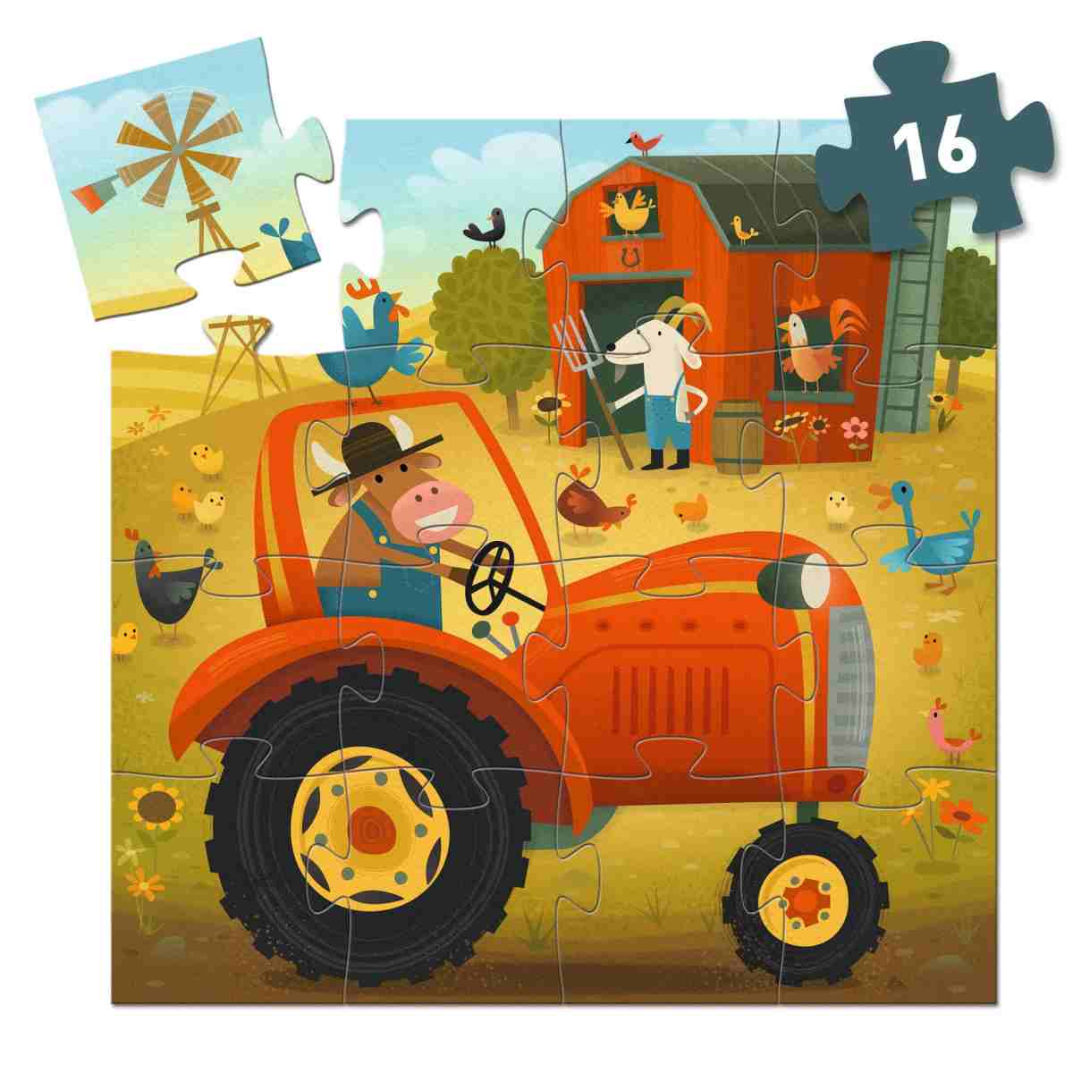 Djeco - Puzzle: Traktor - 16 Teile - DJ07275-C1-RVB_1200