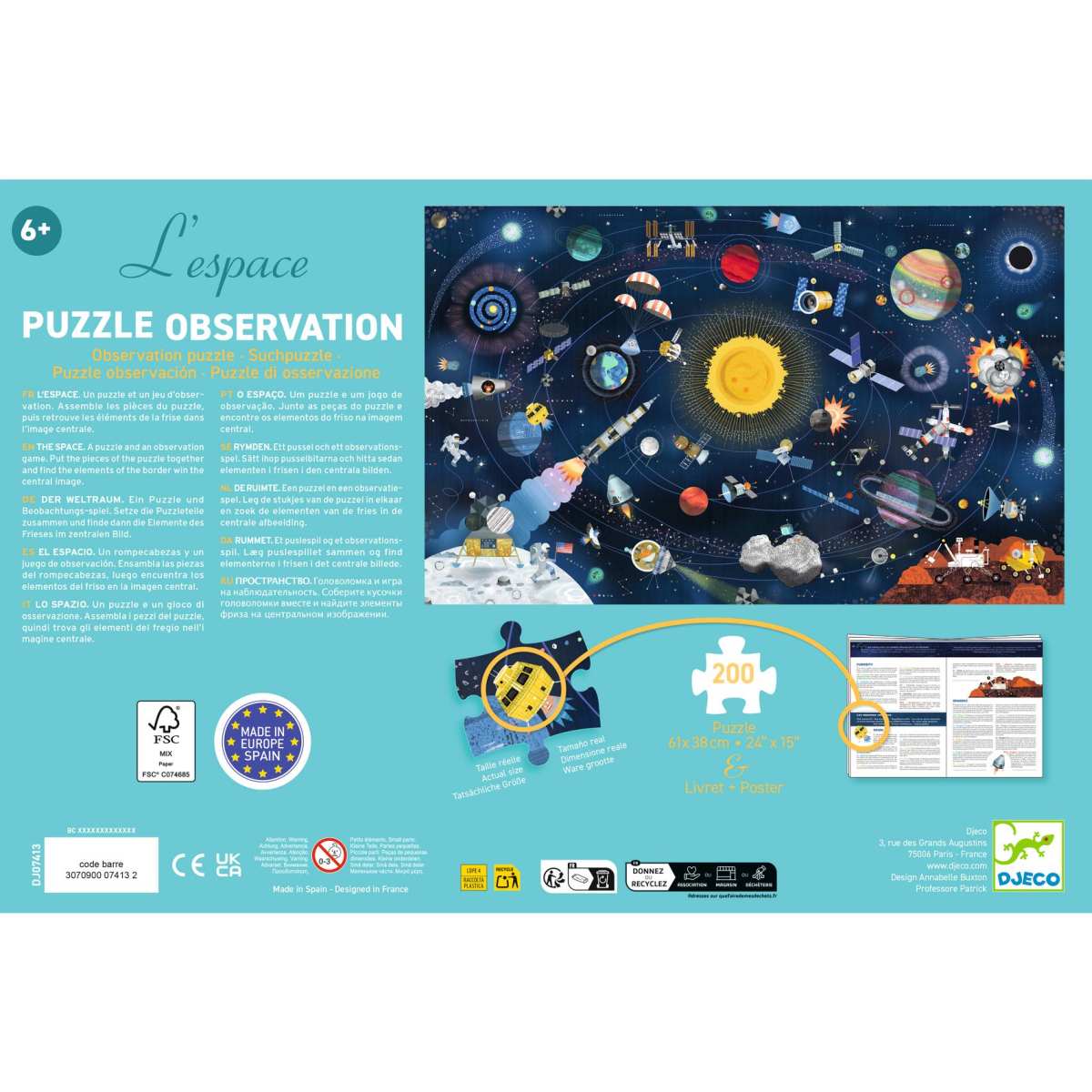 Djeco - Wimmelpuzzle: Der Weltraum - 200 Teile - DJ07413-B2-RVB_1200
