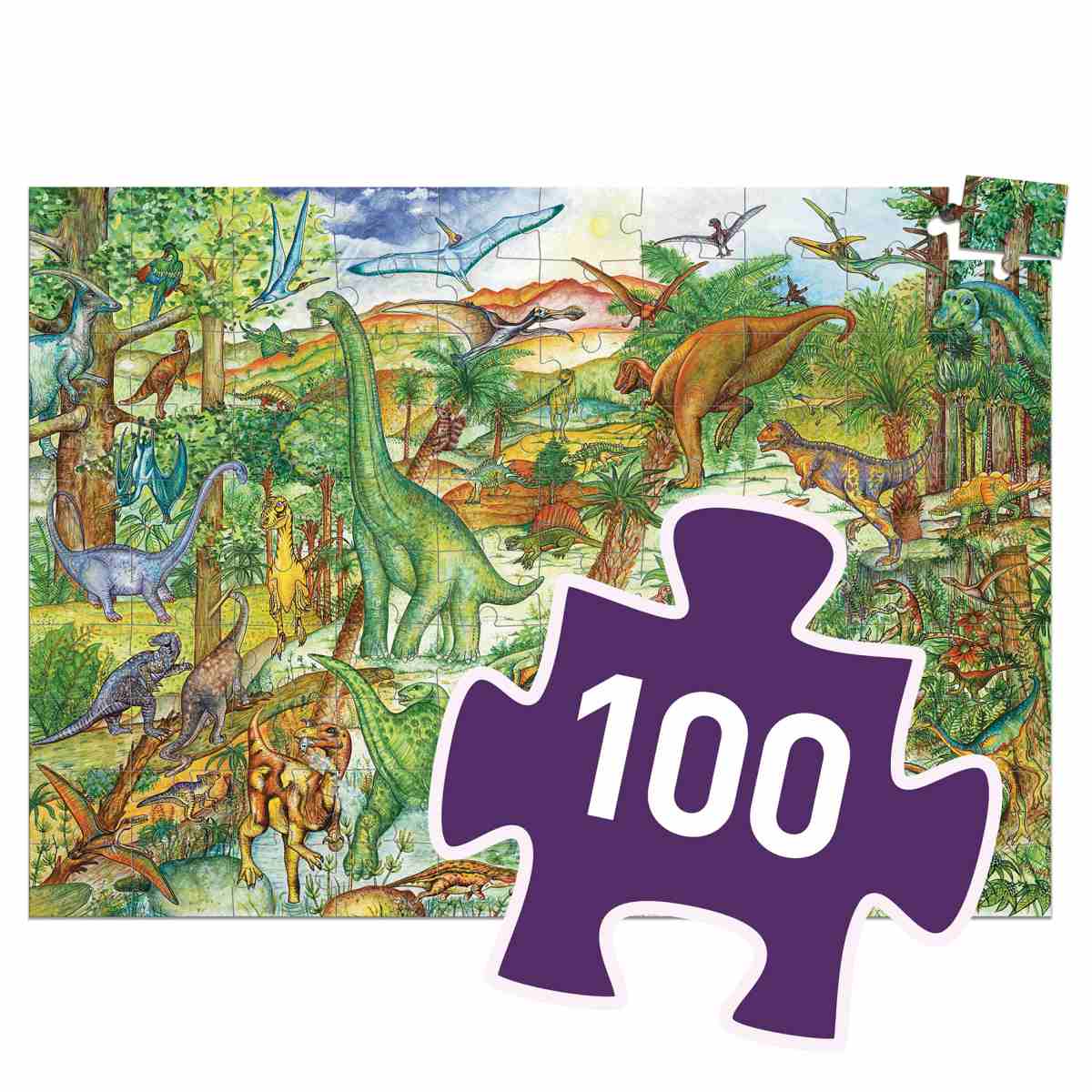 Djeco - Wimmelpuzzle: Dinosaurier - 100 Teile Bild 5