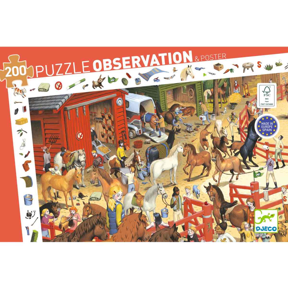 Djeco - Wimmelpuzzle: Pferde - 200 Teile - DJ07454-B-RVB_1200