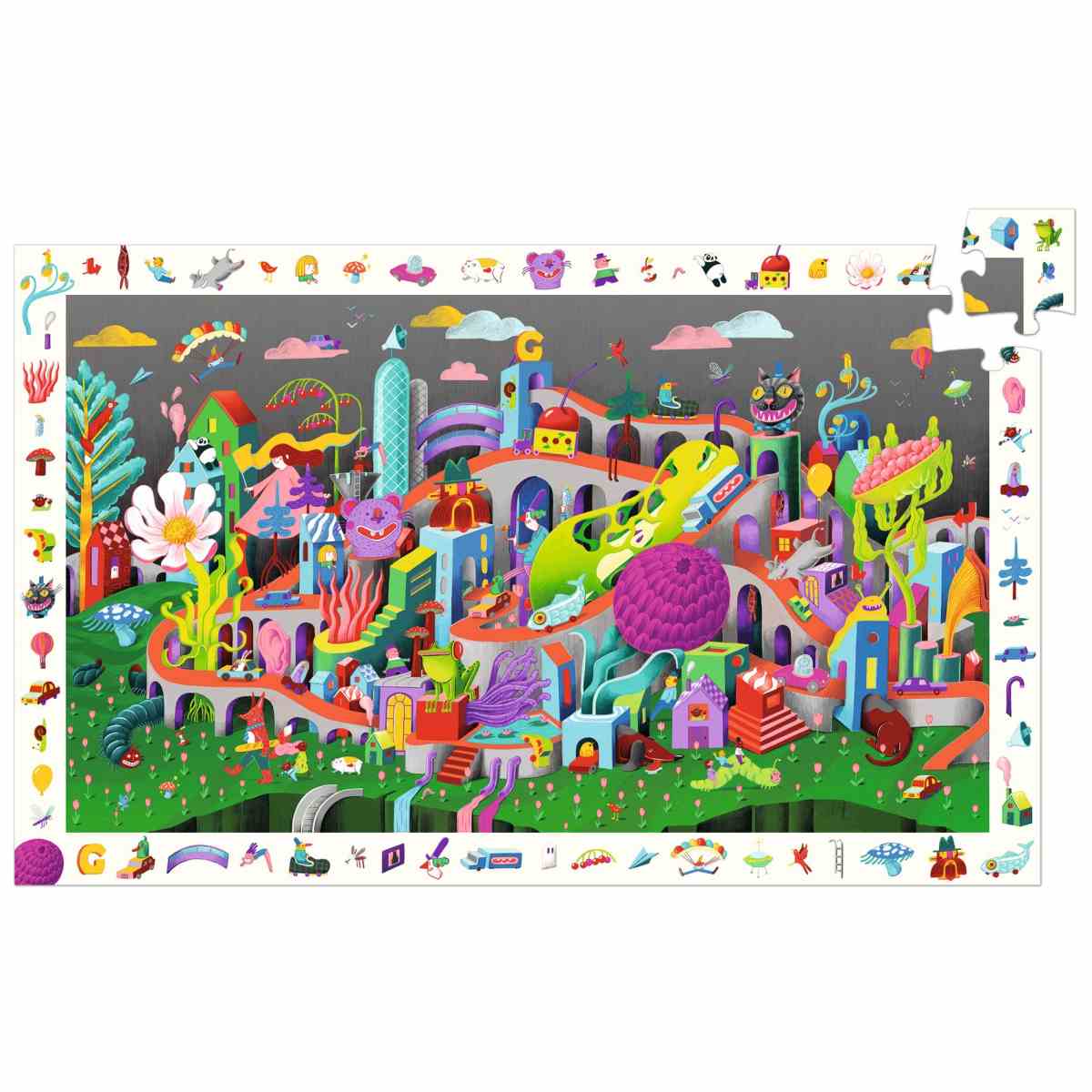 Djeco - Wimmelpuzzle: Crazy Town - 200 Teile Bild 3