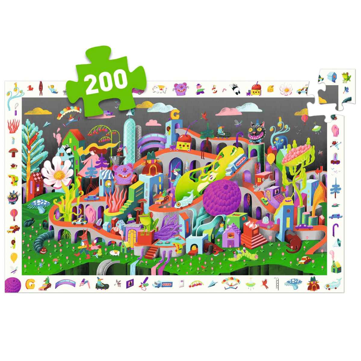 Djeco - Wimmelpuzzle: Crazy Town - 200 Teile Bild 4