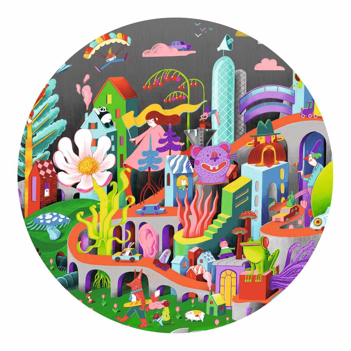 Djeco - Wimmelpuzzle: Crazy Town - 200 Teile Bild 5