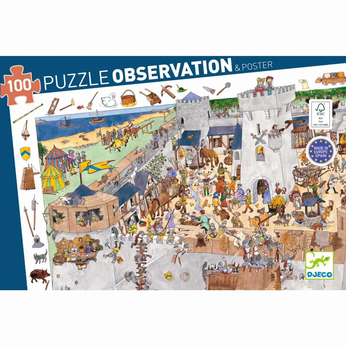 Djeco - Wimmelpuzzle: Die Burg - 100 Teile - DJ07503-B-RVB_1200