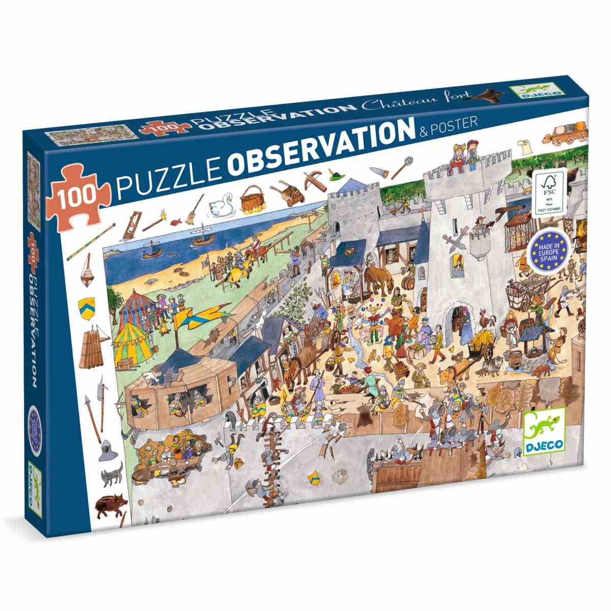 Djeco - Wimmelpuzzle: Die Burg - 100 Teile - DJ07503-B3D-RVB_1200