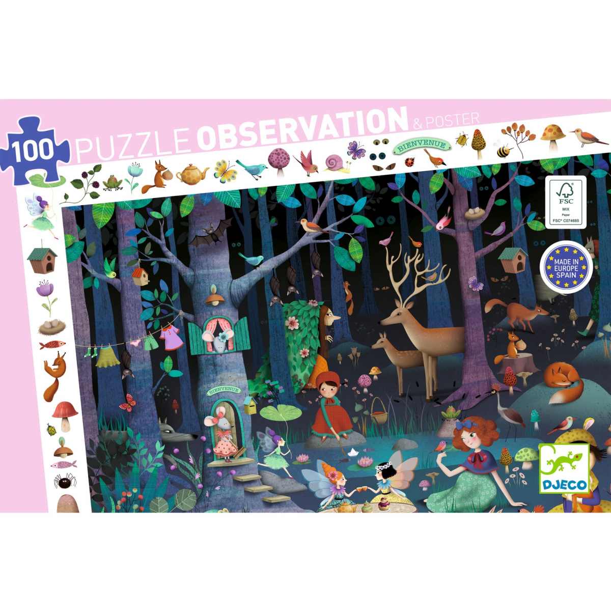 Djeco - Wimmelpuzzle: Der verwunschene Wald - 100 Teile - DJ07504-B-RVB_1200