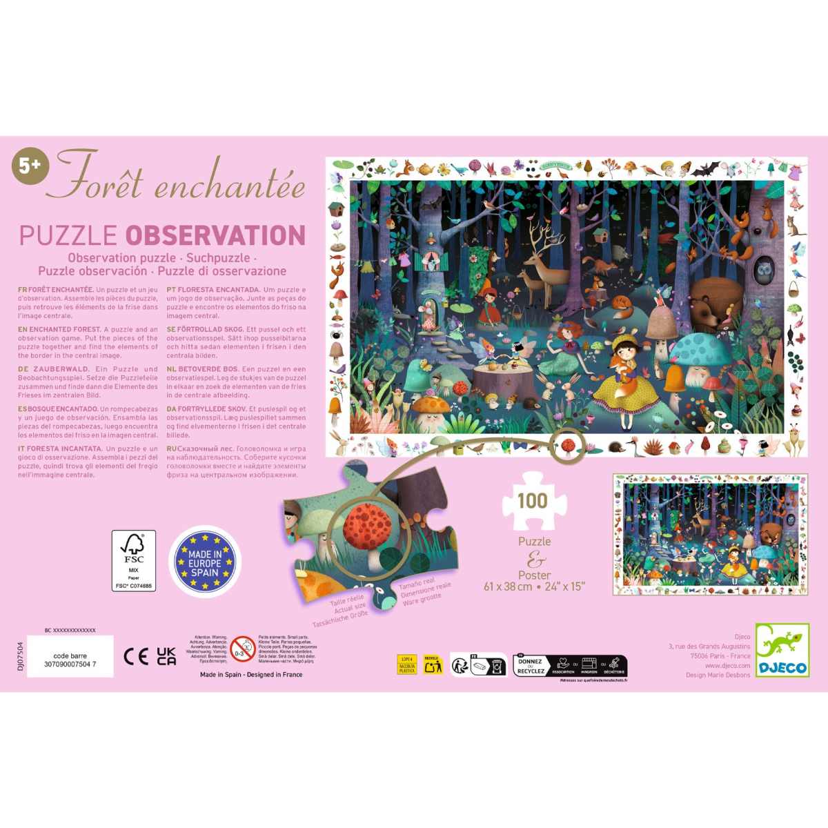 Djeco - Wimmelpuzzle: Der verwunschene Wald - 100 Teile - DJ07504-B2-RVB_1200