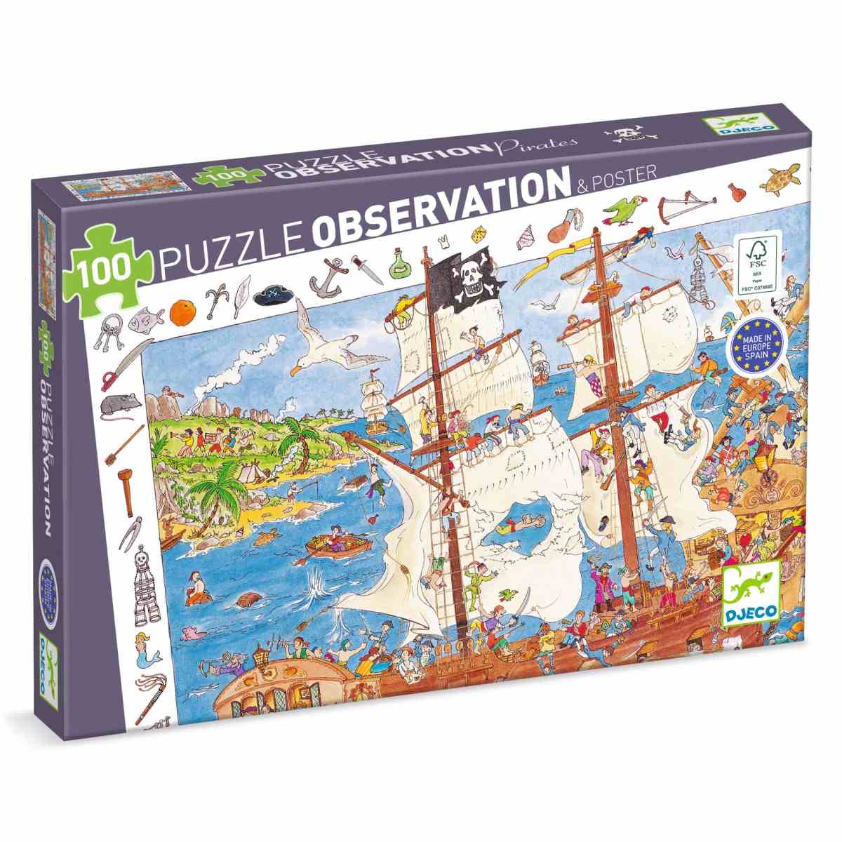 Djeco - Wimmelpuzzle: Piraten - 100 Teile - DJ07506-B3D-RVB_1200