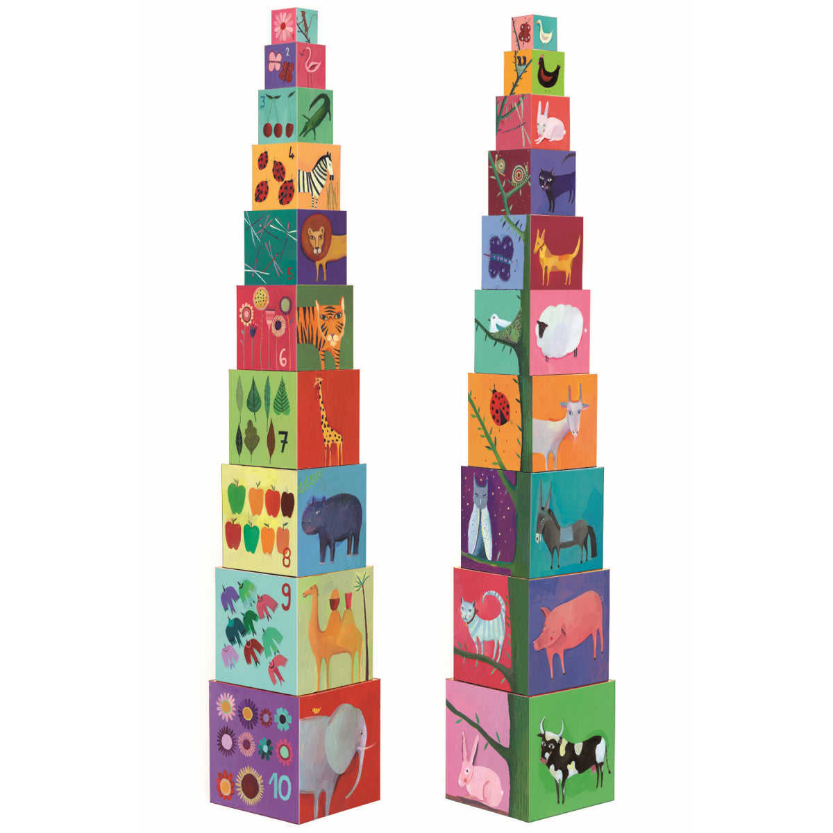 Djeco - Stapelturm: 10 nature and animal blocks - DJ08505_1200