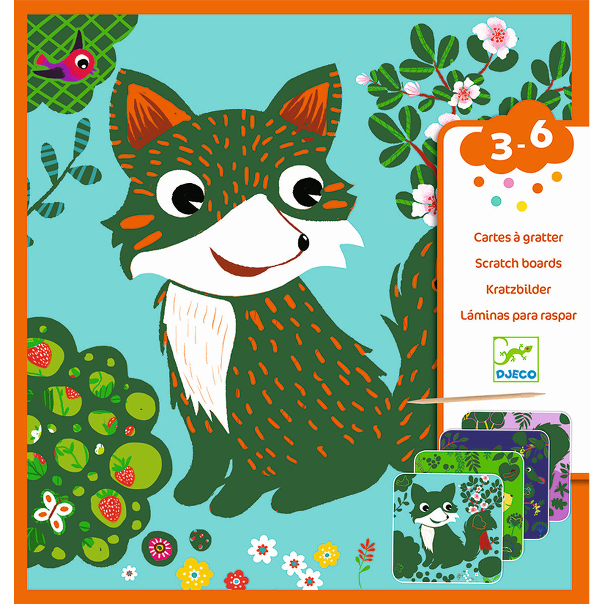 Djeco - Kratzbilder 3-6: Tiere vom Land - DJ09093B_1200