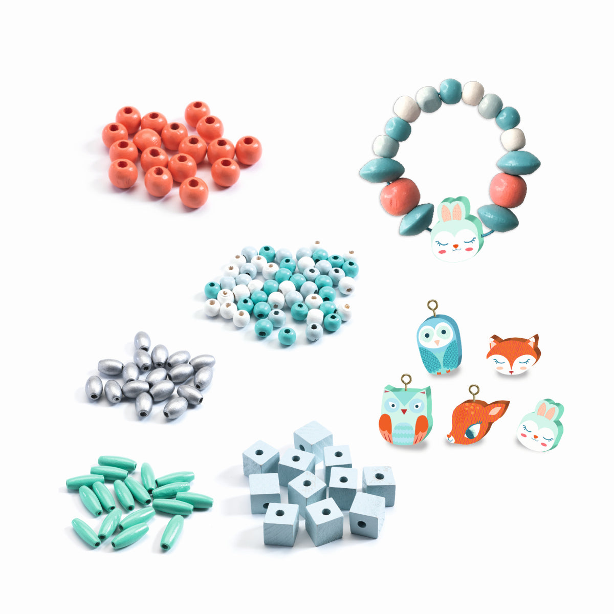 Djeco - Schmuck basteln: Holzperlen kleine Tiere - DJ09807C_1200