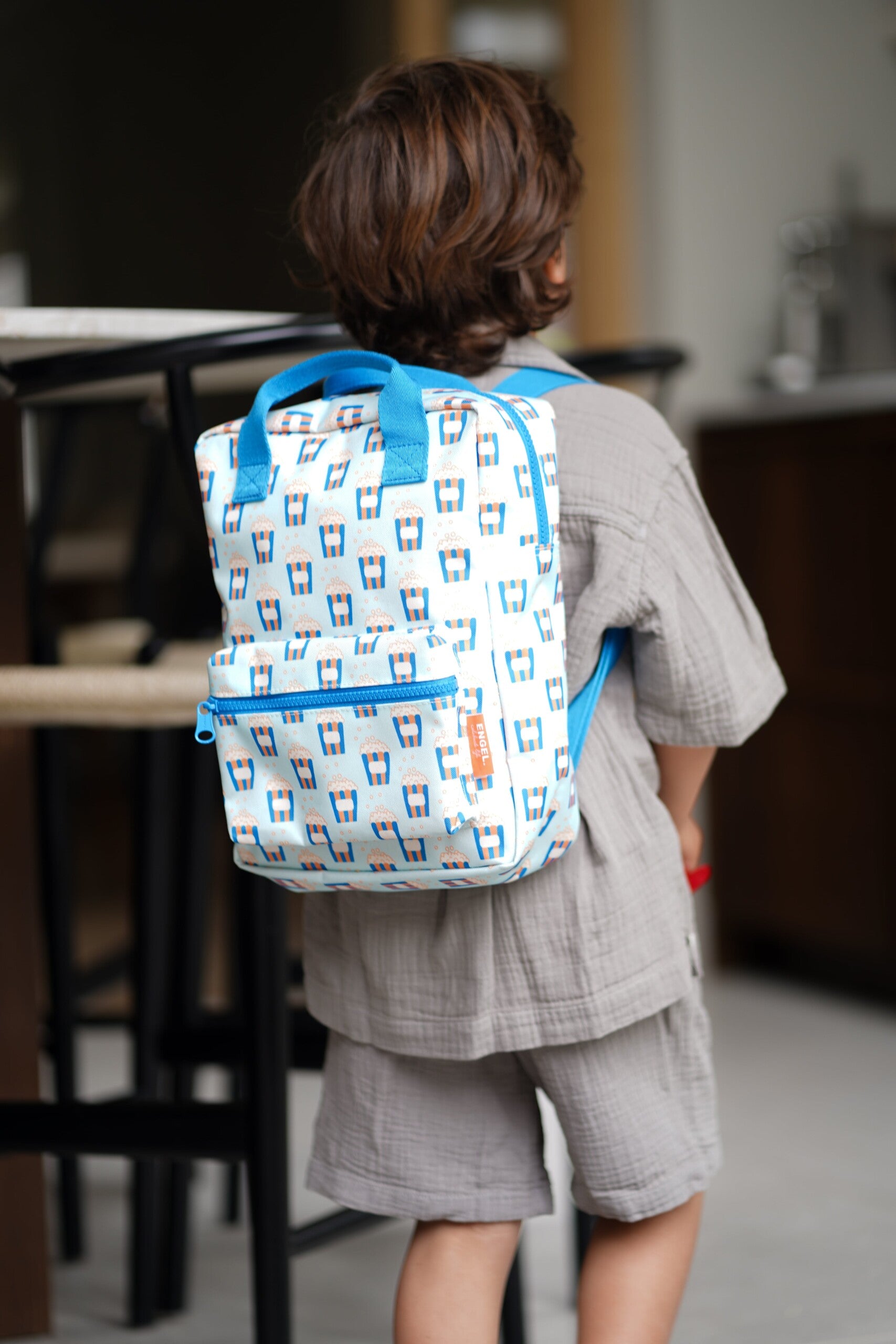 Kinderrucksack Popcorn M von Engel in Creme mit fröhlichem Popcorn-Muster