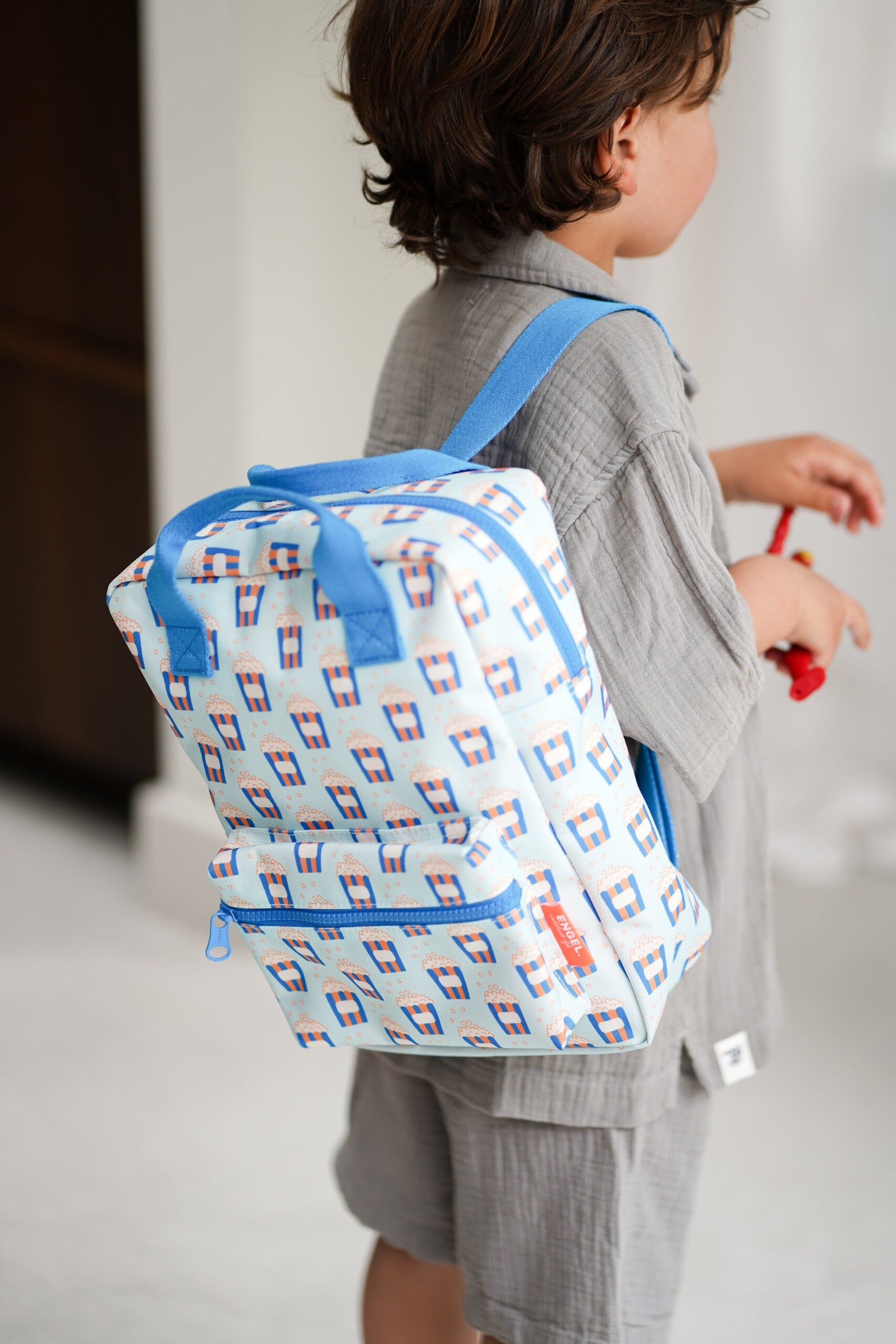 Kinderrucksack Popcorn M von Engel in Creme mit fröhlichem Popcorn-Muster