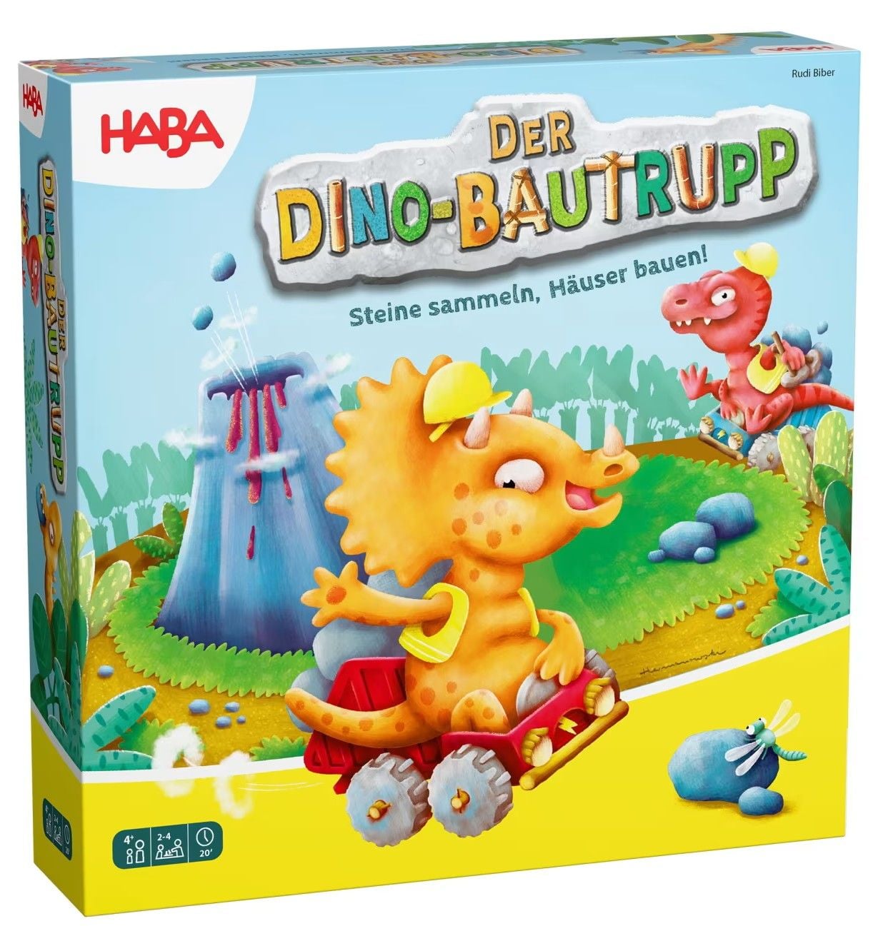 Haba Der Dino Bautrupp Würfelspiel mit Dinosaurier-Figuren und Holzbauteilen