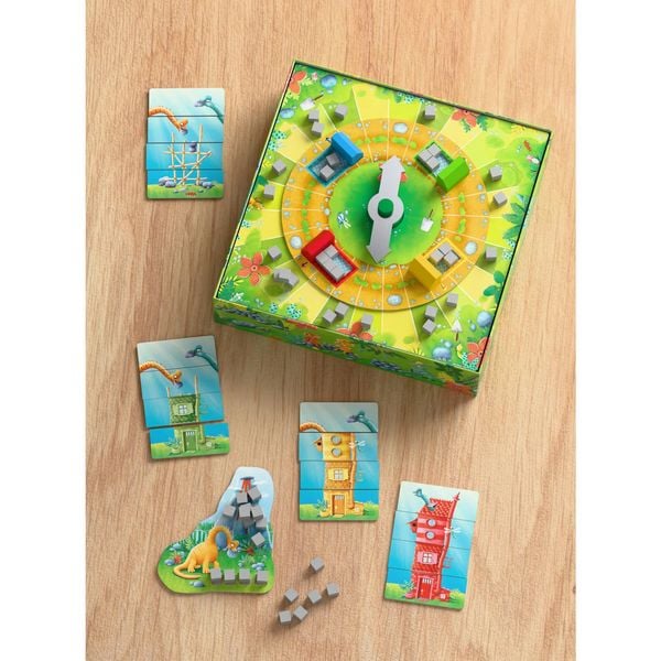 Haba Der Dino Bautrupp Würfelspiel mit Dinosaurier-Figuren und Holzbauteilen