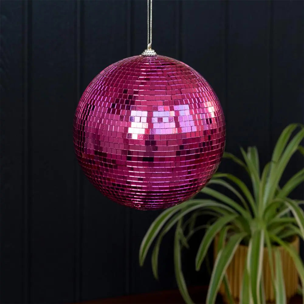 Große Discokugel REX London 15cm mit verspiegelten Facetten in Pink