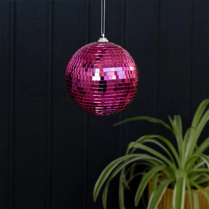 Kleine Discokugel Rex London in Pink mit Spiegelfacetten, 10 cm Durchmesser