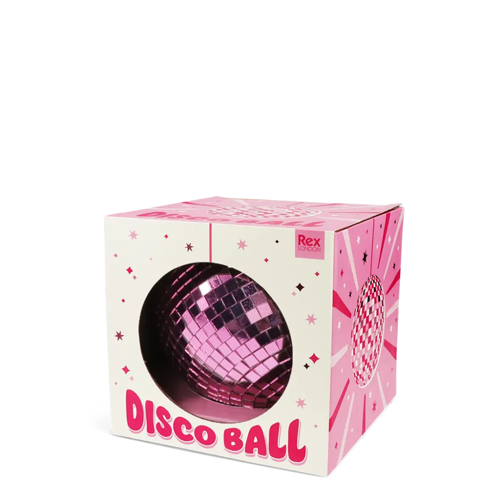 Kleine Discokugel Rex London in Pink mit Spiegelfacetten, 10 cm Durchmesser