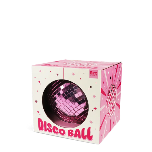 Kleine Discokugel Rex London in Pink mit Spiegelfacetten, 10 cm Durchmesser