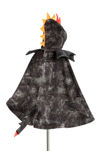 Schwarzer Drachen-Umhang Souza für Kinder mit drachenartigen Details