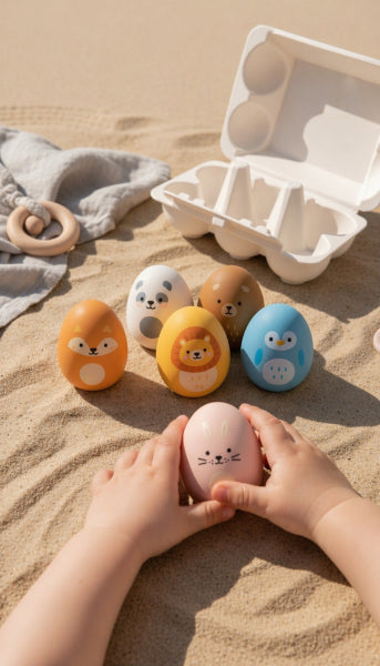 Little L - Egg Rattles Full Color - 6 Ei Rassel mit Tiergesicht