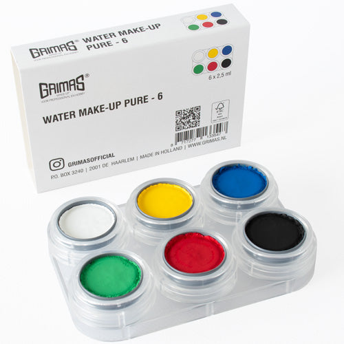 Grimas Water Make-up 6er Set mit sechs abgestimmten Schminkfarben in Döschen