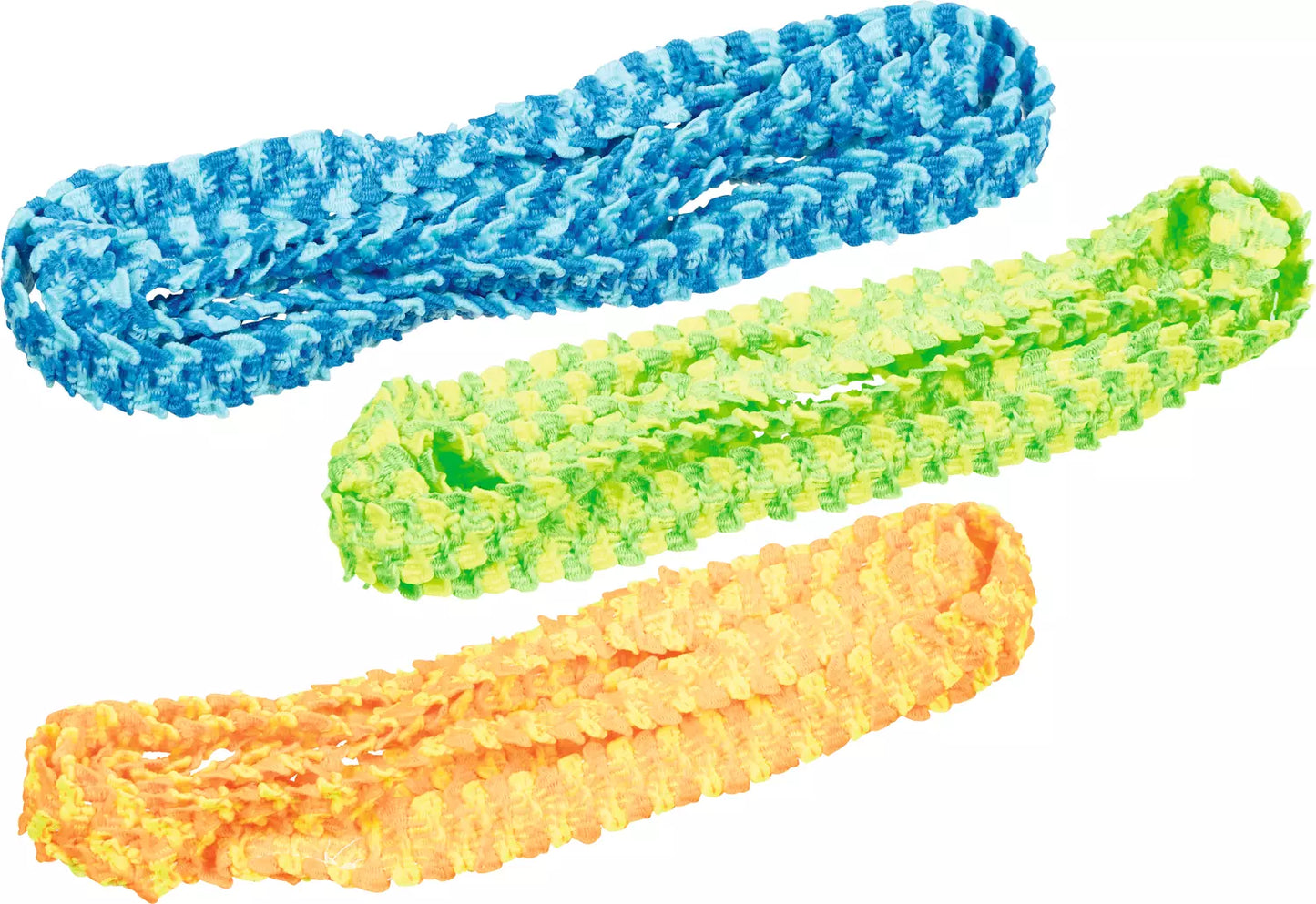 Gummitwist Goki mit bunten elastischen Bändern in Regenbogenfarben