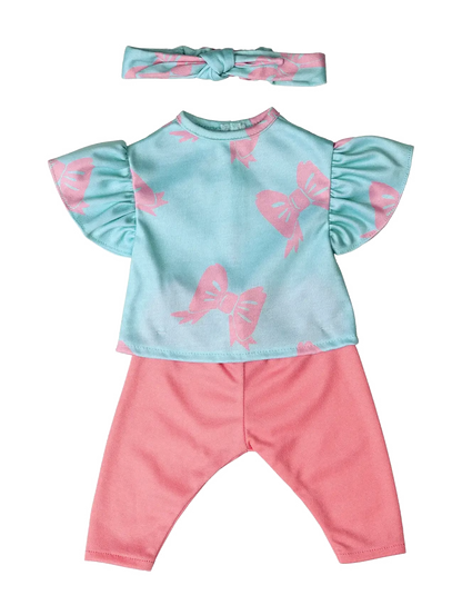 Lillan & Friends - T-Shirt und Hose, Haarband - Schleifchen (Gr.41-46cm)
