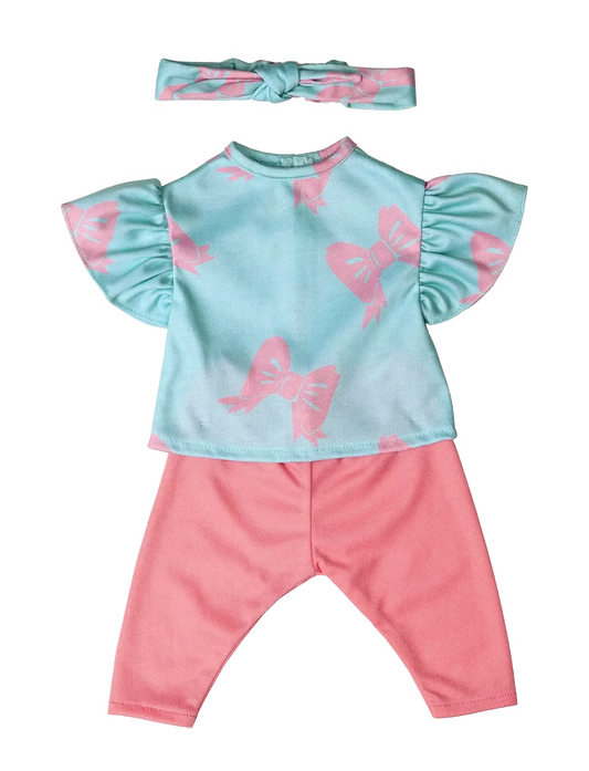 Lillan & Friends - T-Shirt und Hose, Haarband - Schleifchen (Gr.41-46cm)