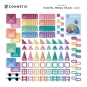 Connetix Magnetbausteine Pastel Mega Pack, alle 202 Teile sortiert nach Form und Farbe auf weißem Untergrund