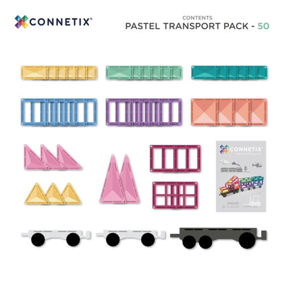 Connetix - Magnetbausteine Pastel Transport - Pack 50 Teile