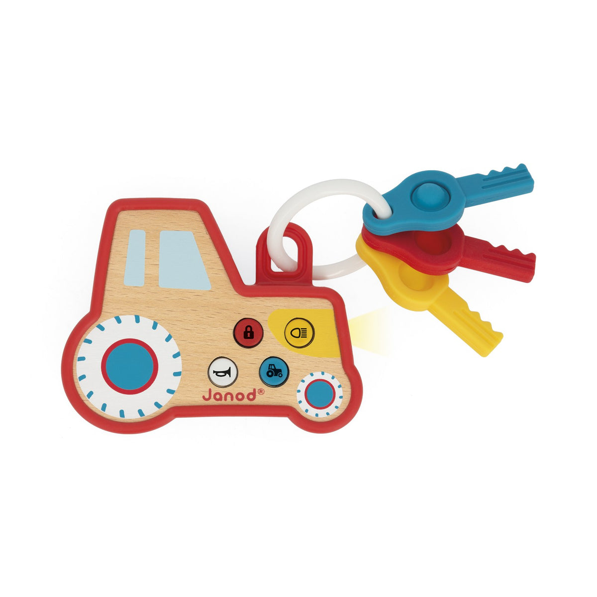 Janod - Spiel-Schlüsselanhänger Traktor mit Licht und Sound - J03331_R01