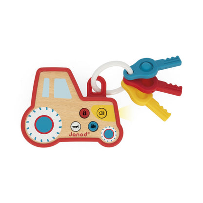 Janod - Spiel-Schlüsselanhänger Traktor mit Licht und Sound - J03331_R01