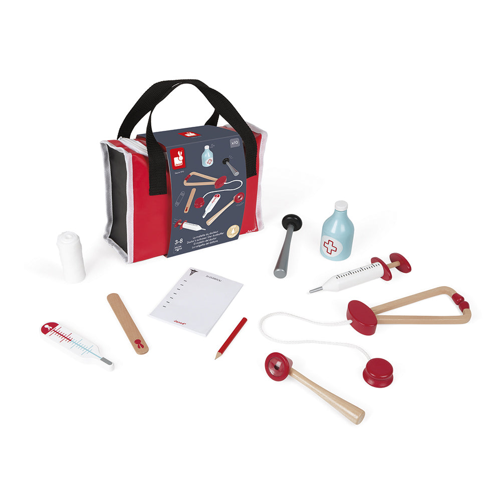 Janod - Doktortasche mit 10 Holz-Zubehörteilen - J06513_2