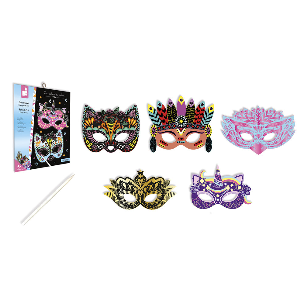 Janod - Bastelset Kratzbilder Partymasken - J07890_2