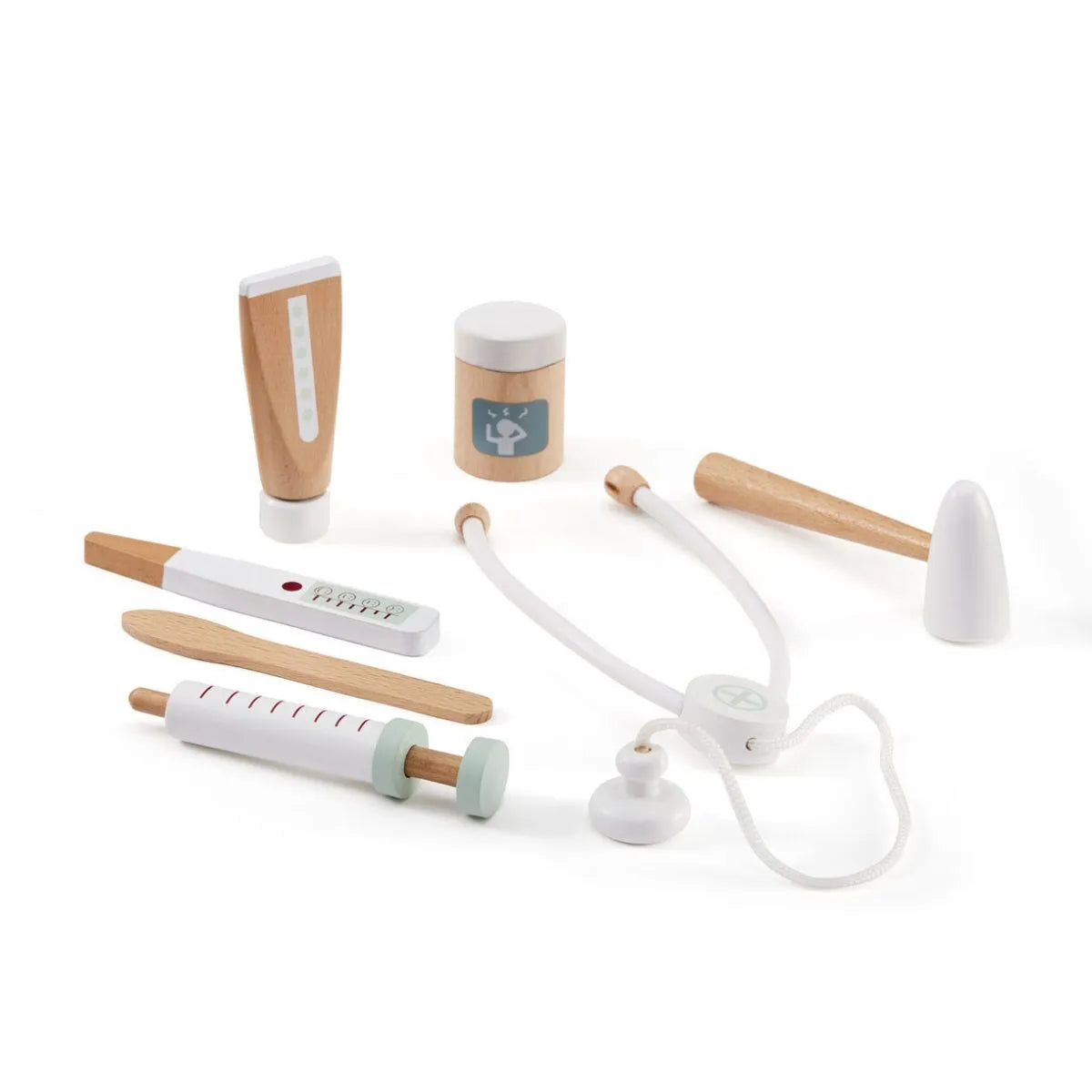 Weißer Holz-Arztkoffer Kids Concept mit Stethoskop, Thermometer und medizinischen Instrumenten