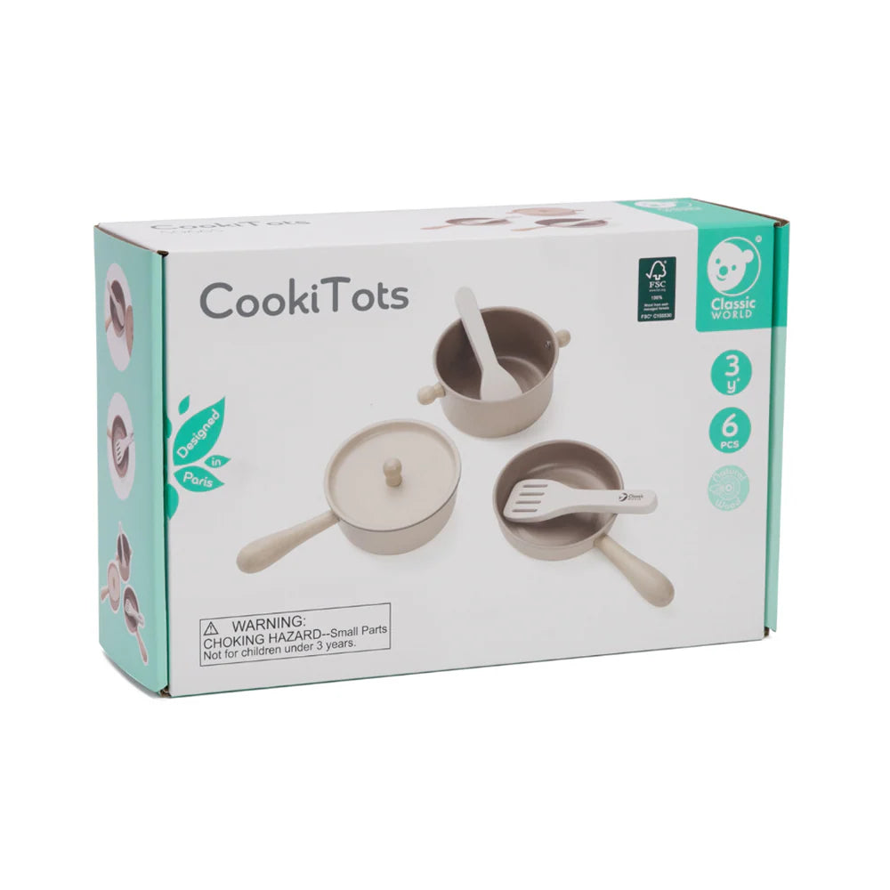 Holzkochtopf-Set Classic World mit 6 Teilen aus Holz für Kinderküche