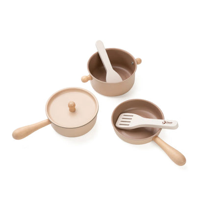 Holzkochtopf-Set Classic World mit 6 Teilen aus Holz für Kinderküche