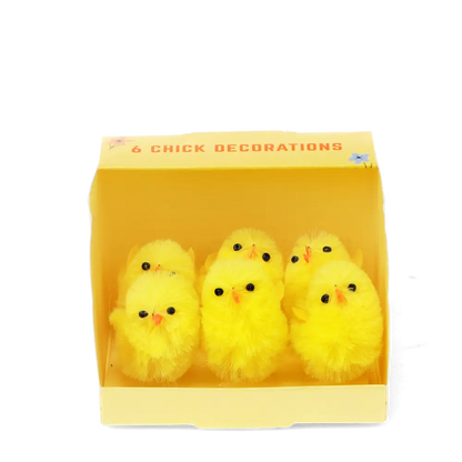 Sechs flauschige Küken in Pastellfarben von Rex London als Federbällchen