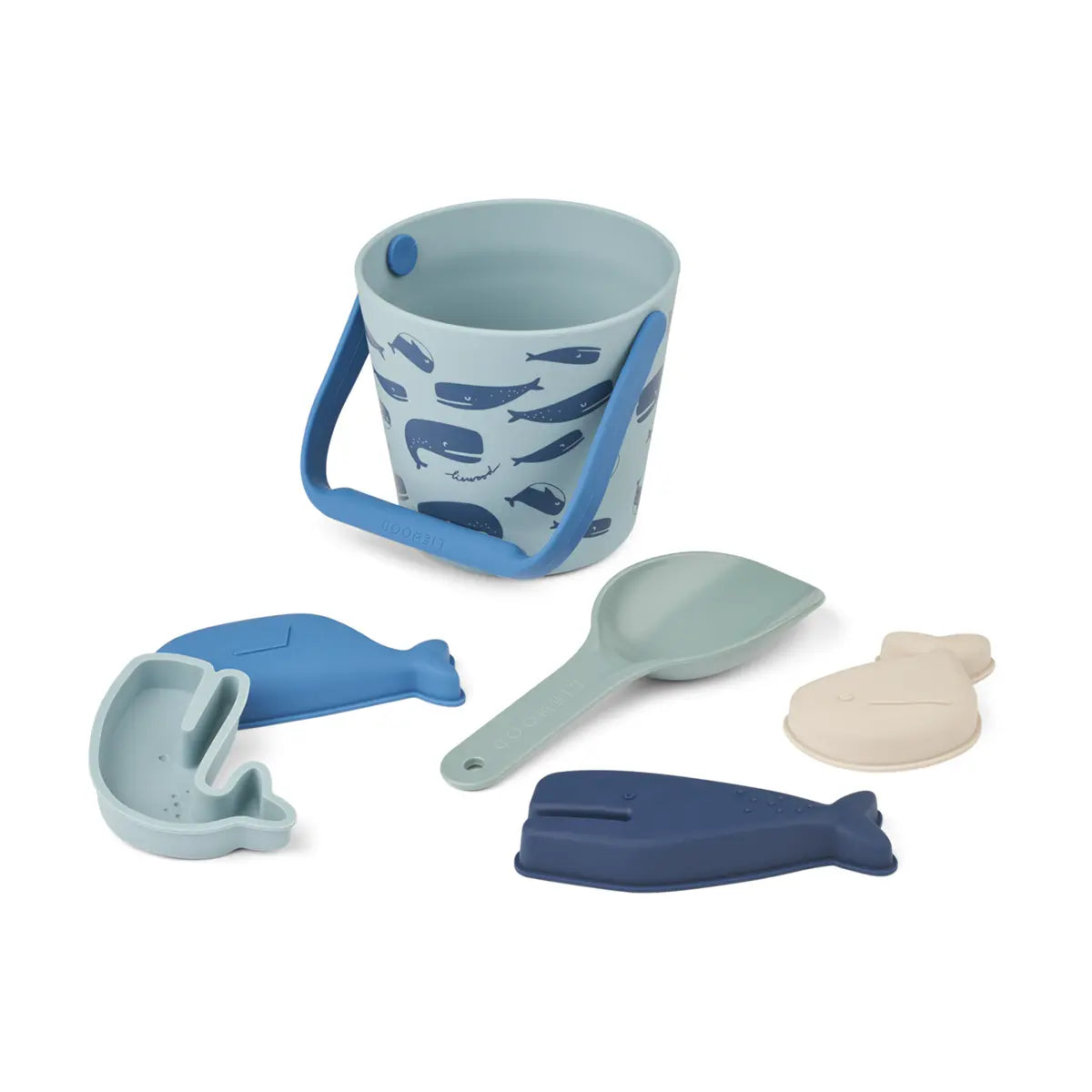 Strandset Gilma Ocean Pure Sky 6-teilig von Liewood mit skandinavischen Sandspielzeugen in Hellblau