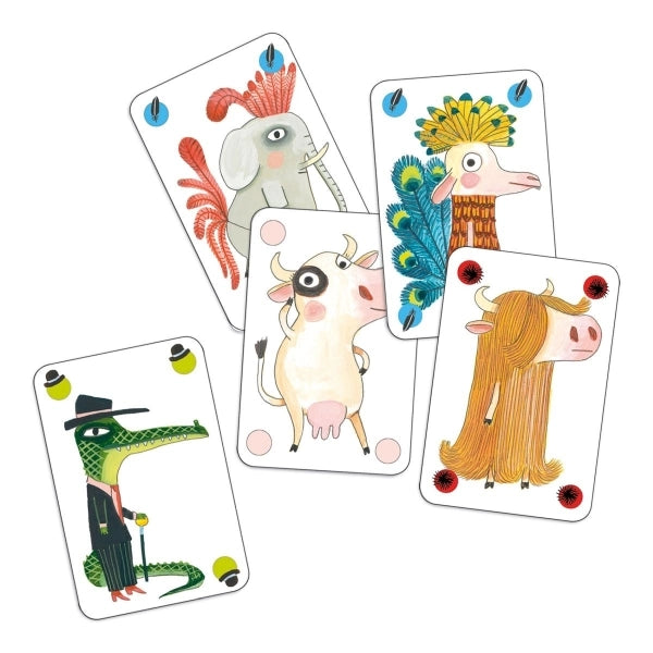 Kartenspiel Pipolo von Djeco mit bunten illustrierten Spielkarten zum Thema Wahrheit und Lügen