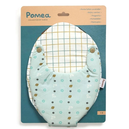 Puppentrage POMEA in Blaugrau mit verstellbaren Trägern und Babyträger-Design