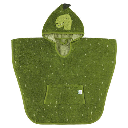 Kinderponcho Trixie Mr. Dino in Orange mit Dinosaurier-Motiv aus Baumwolle