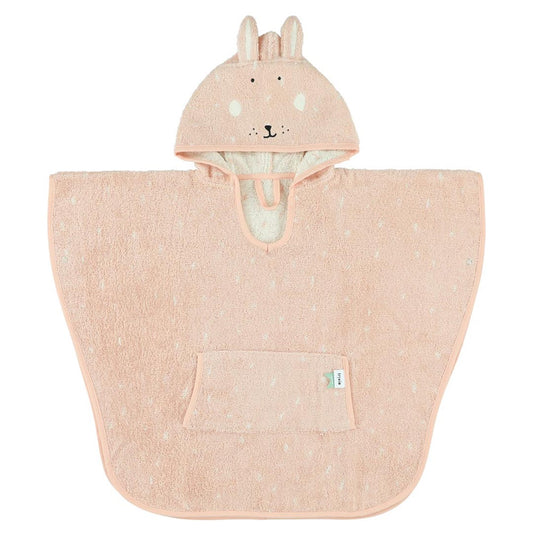 Badeponcho Mrs. Rabbit von Trixie mit Hasen-Motiv in Pastellfarben