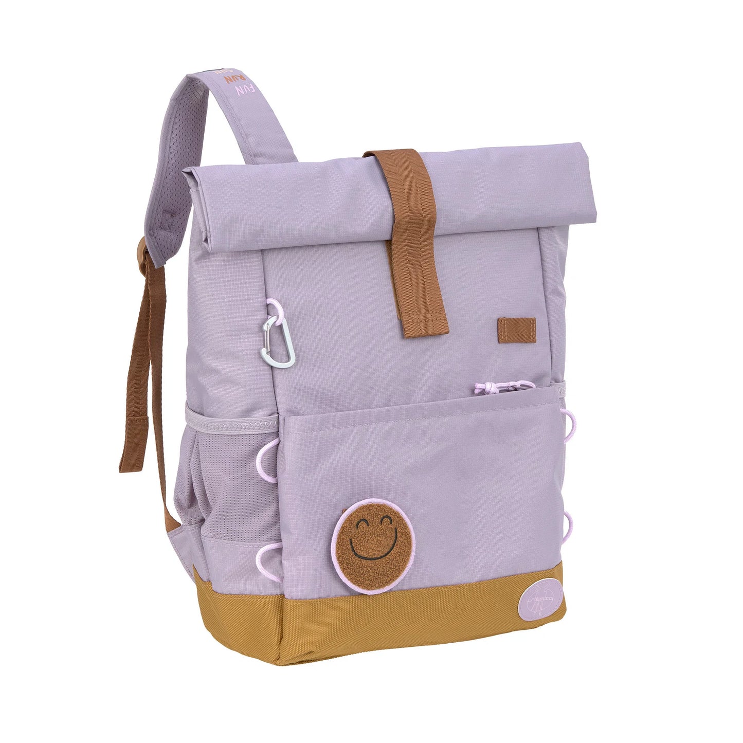 Lässig Kinderrucksack Rolltop Little Gang in Lila mit gepolsterten Schultergurten