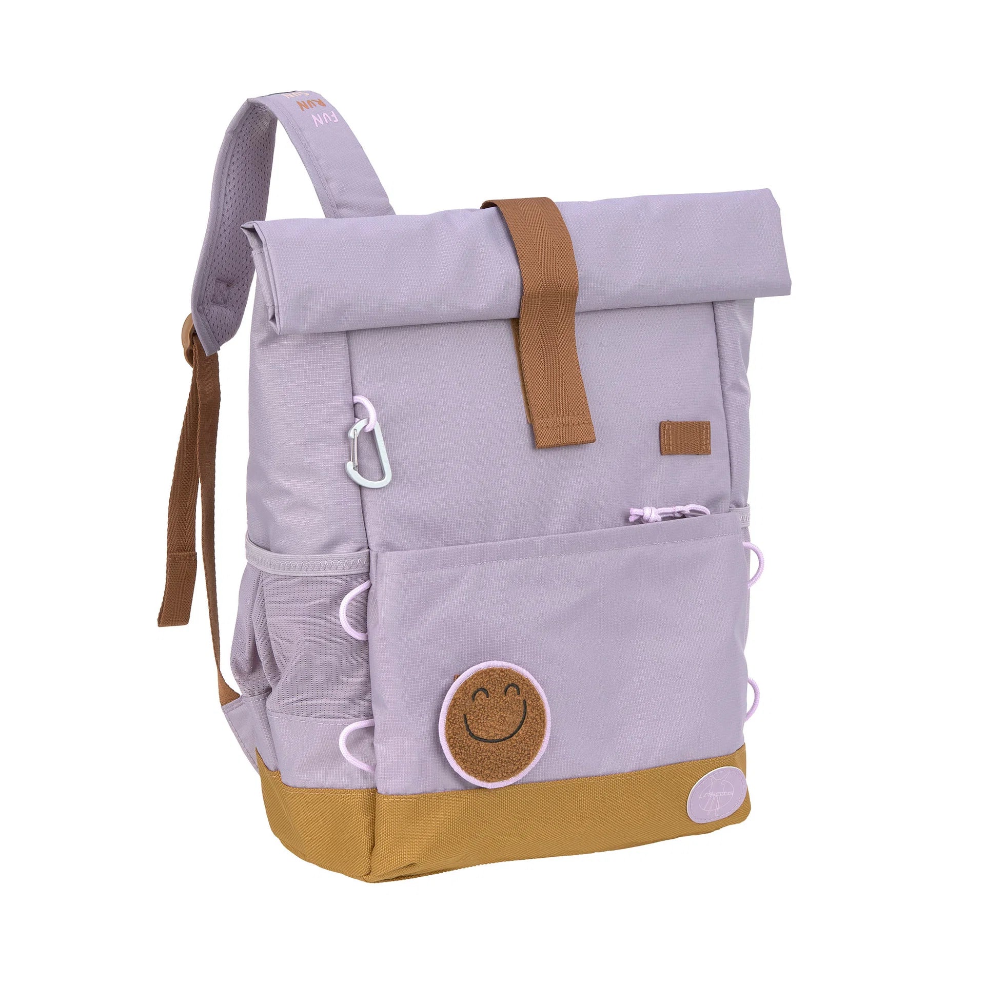 Lässig Kinderrucksack Rolltop Little Gang in Lila mit gepolsterten Schultergurten