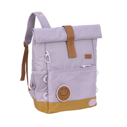 Lässig Kinderrucksack Rolltop Little Gang in Lila mit gepolsterten Schultergurten