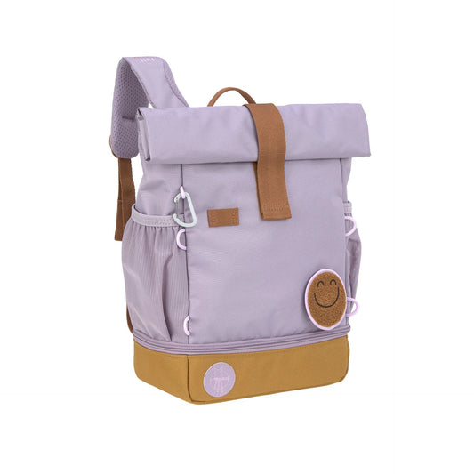 Kinderrucksack Rolltop 9-11L Little Gang von Lässig in Lila mit gepolsterten Schultergurten